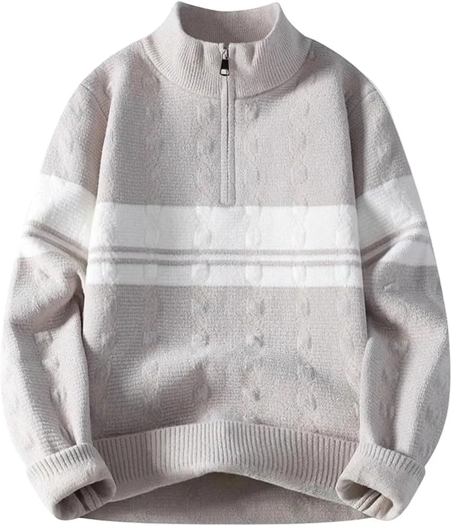 

Мужской полузастегивающийся пуловер Stand Collar Heavyweight Textured Knit