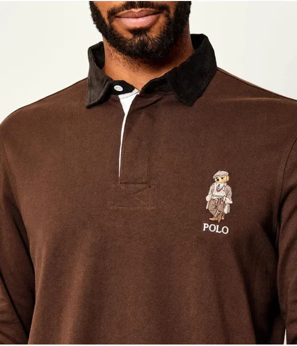 Поло LSRUGBYM20 regular fit Polo Ralph Lauren, коричневый — фото 4