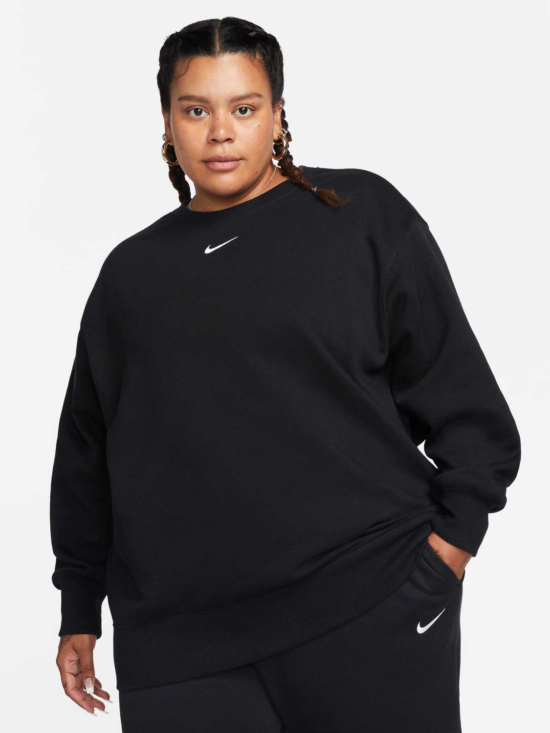 

Блуза Nike W PHNX FLC OS CREW PLUS, черный