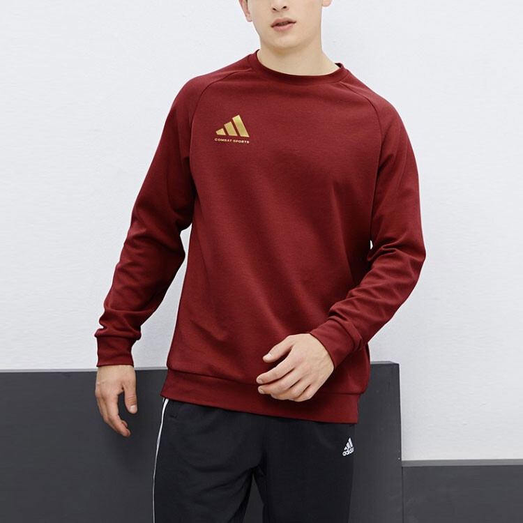 Толстовка унисекс красно-золотая Adidas, цвет Red Gold — фото 4