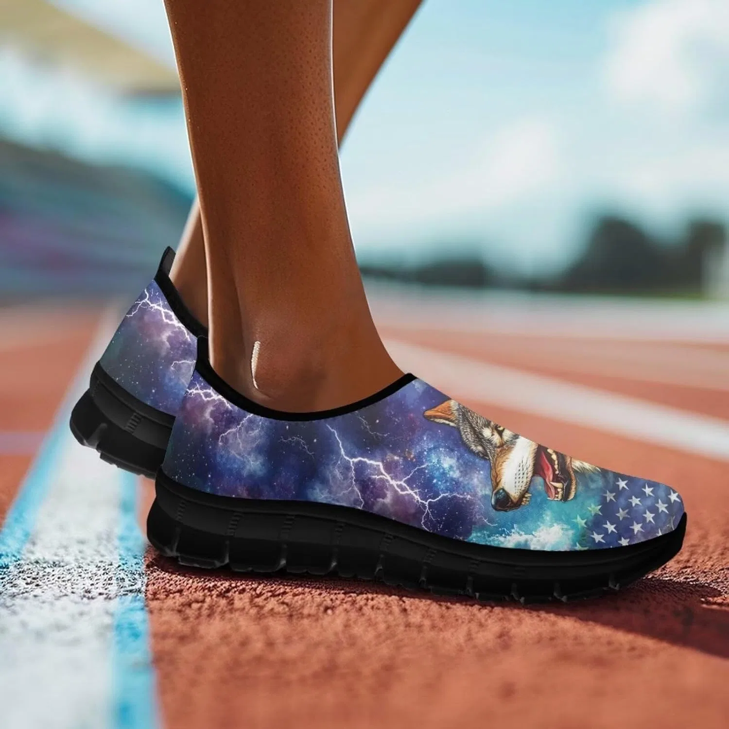 Мужские сандалии повседневные, дышащие, легкие, Loafers & Slip-Ons, American Flag Starry Wolf Quxjehoe — фото 2