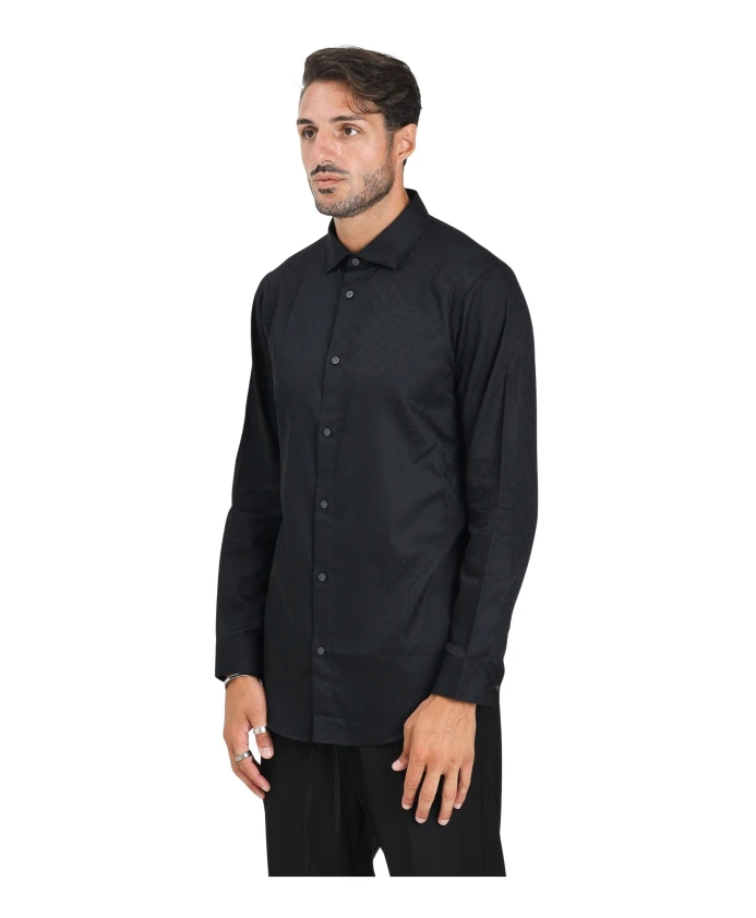 

Элегантная черная рубашка с длинными рукавами Armani Exchange, черный