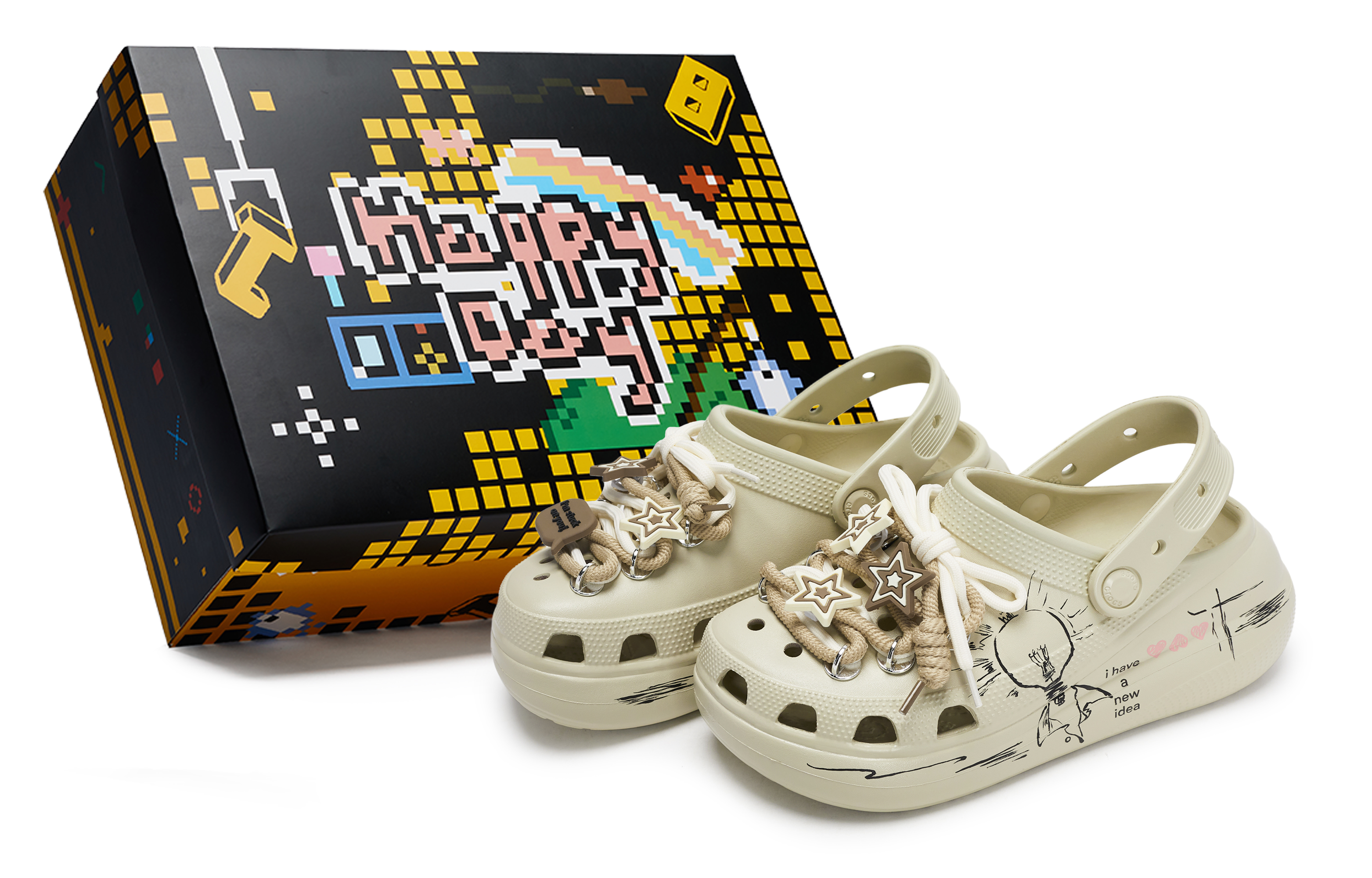 Crocs Crush Clog 811, производство, специальное производство, специальные сабо для обуви, унисекс, цвет "костяной белый"