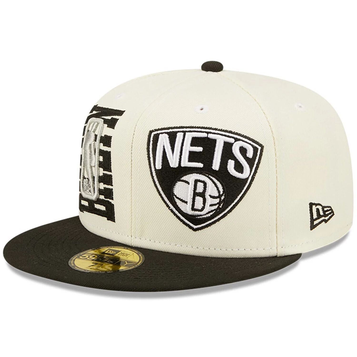 

Мужская облегающая кепка New Era кремового/черного цвета Brooklyn Nets 2022 NBA Draft 59FIFTY