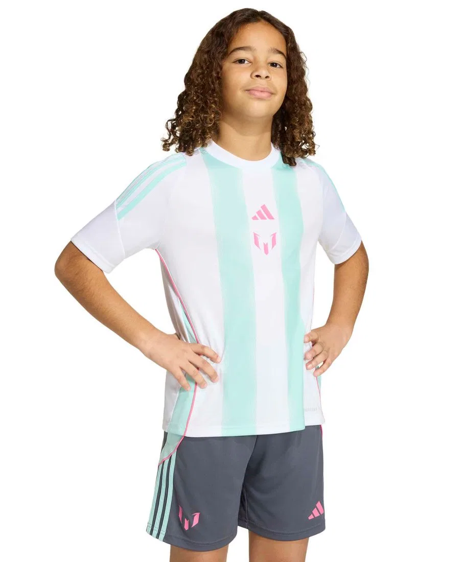 Футболка для тренировок "Месси" для мальчиков и девочек 6-20 лет Adidas, белый/голубой — фото 3