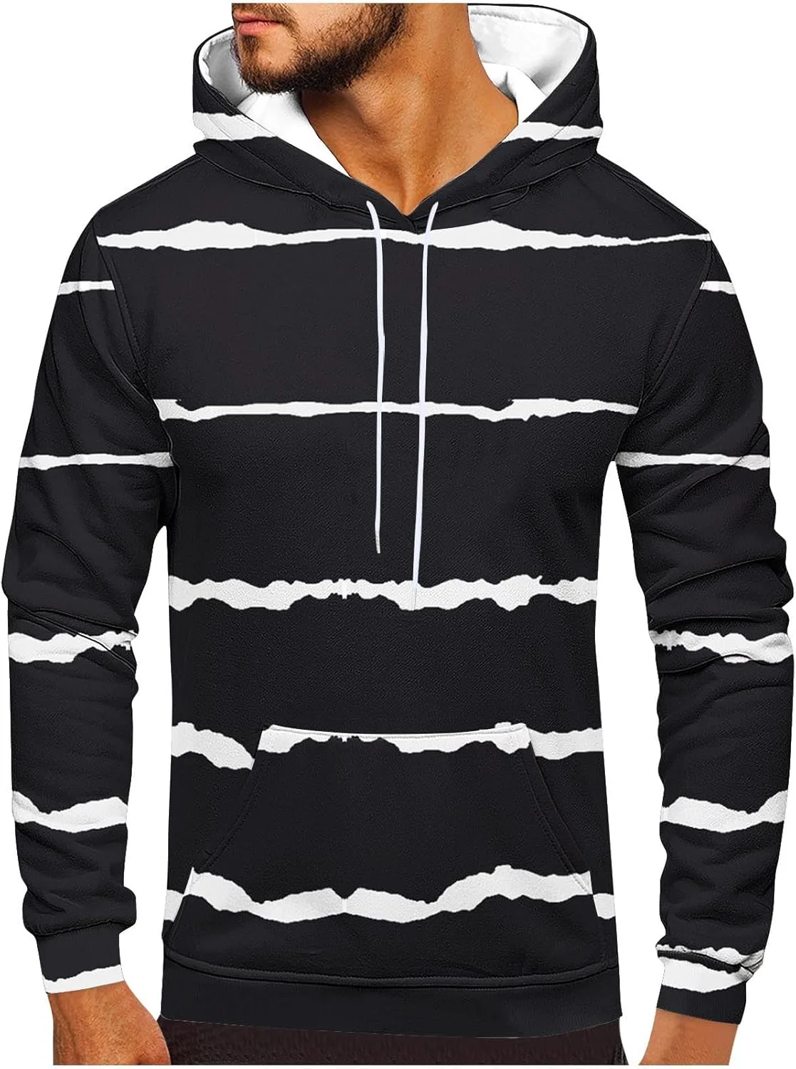 

Толстовка с капюшоном Stripe, мужская, Plus Size, с кулиской OTSANT