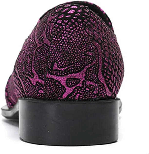 

Мужские слипоны Santimon с курительной сигарой, кожаные лоферы с графическим принтом змеи, повседневные с острым носком и металлической отделкой, удобная обувь для свадьбы и официальных мероприятий, фуксия