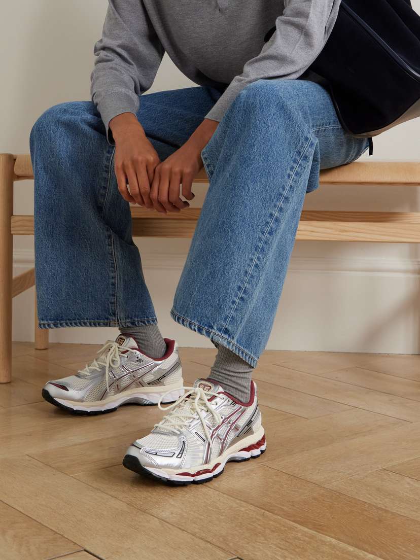 Кроссовки Kith gel-kayano 12.1 из сетки и металлизированной резины Asics, бордовый — фото 2