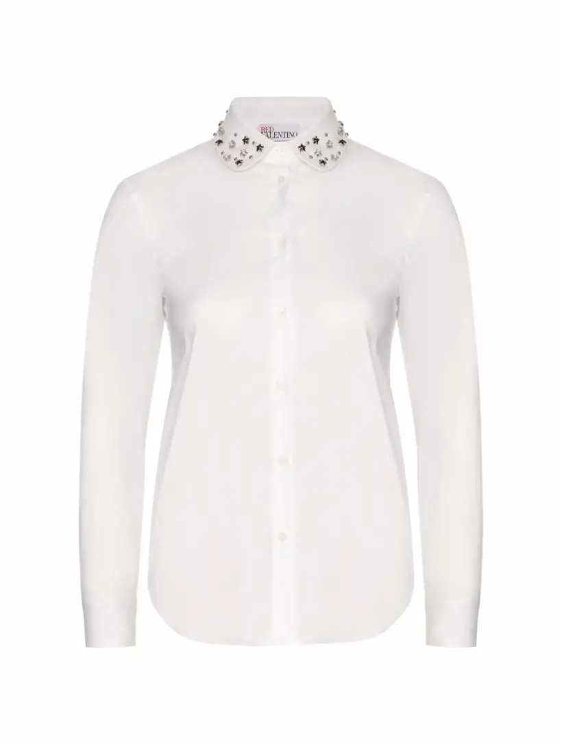 

Хлопковая рубашка с кристаллами RED Valentino, белый