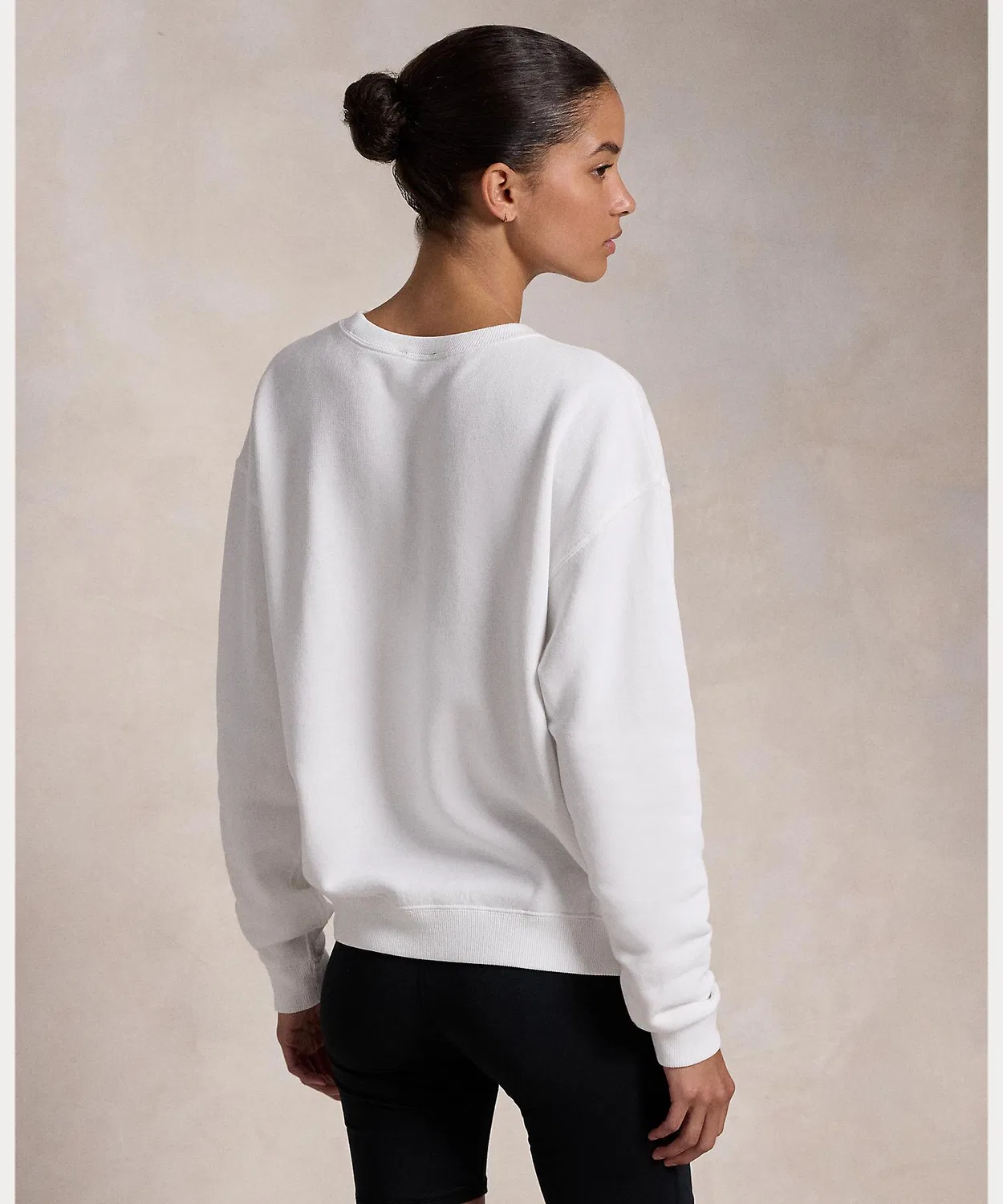 Свитшот флисовый с круглым вырезом Polo Ralph Lauren Relaxed Fit белый — фото 4