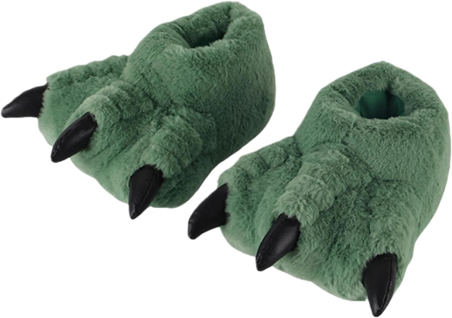 

Тапочки в виде лап динозавра, плюшевые домашние тапочки в форме лап животных для мужчин и женщин Lichenhao, темно-зеленый