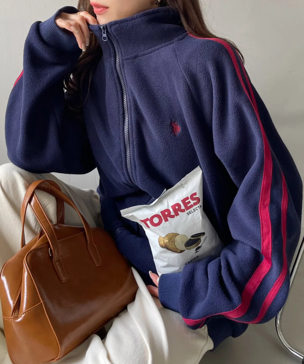 Толстовка-трекджекет U.S. POLO ASSN. на молнии, флис, тёмно-синий