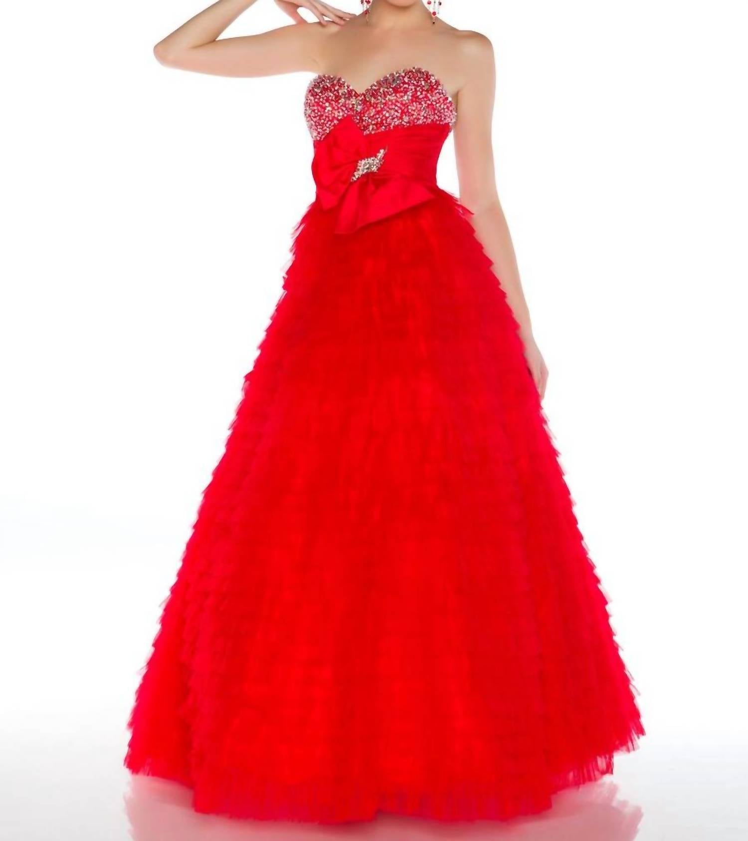 

Бальное платье без бретелек красного цвета Mac Duggal
