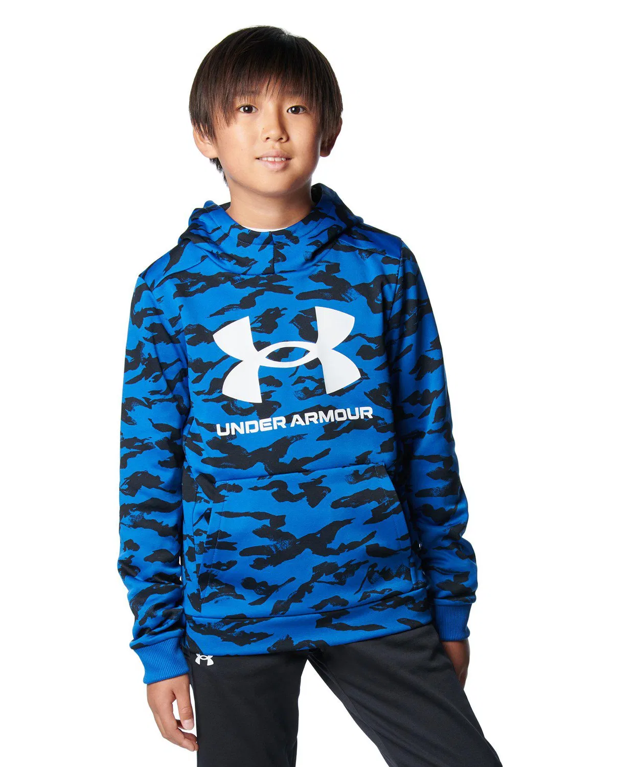 Толстовка флисовая Under Armour Armour Fleece с принтом и большим логотипом, детская, синяя