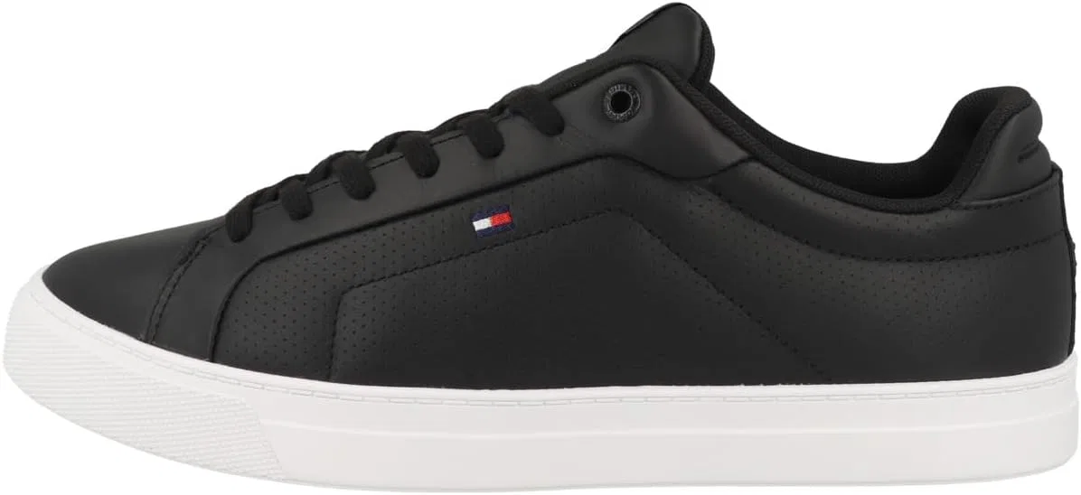 Мужские низкие кроссовки Tommy Hilfiger Icon Court Pinperf из натуральной кожи, Black