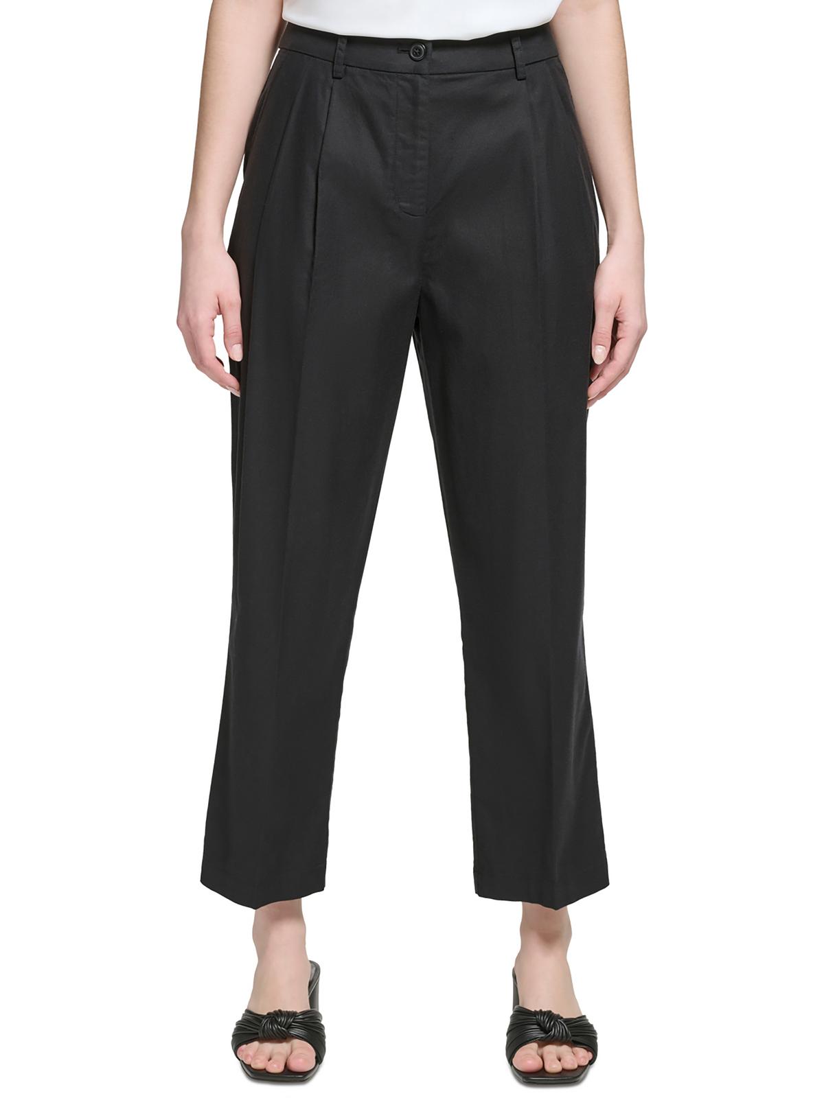 

Женские плиссированные брюки прямого покроя с высокой посадкой Calvin Klein, черный