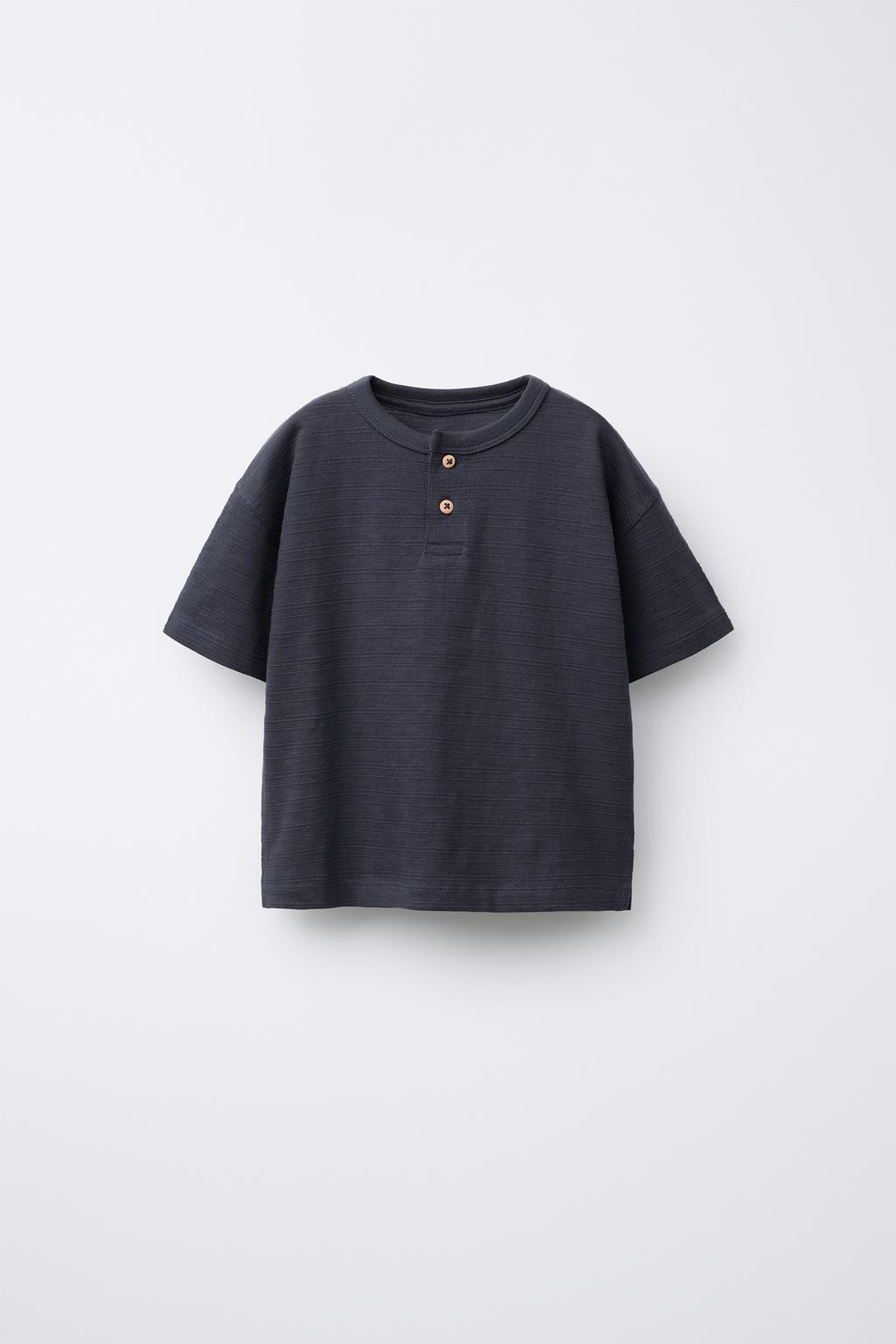 

Простая футболка henley ZARA, темно-синий
