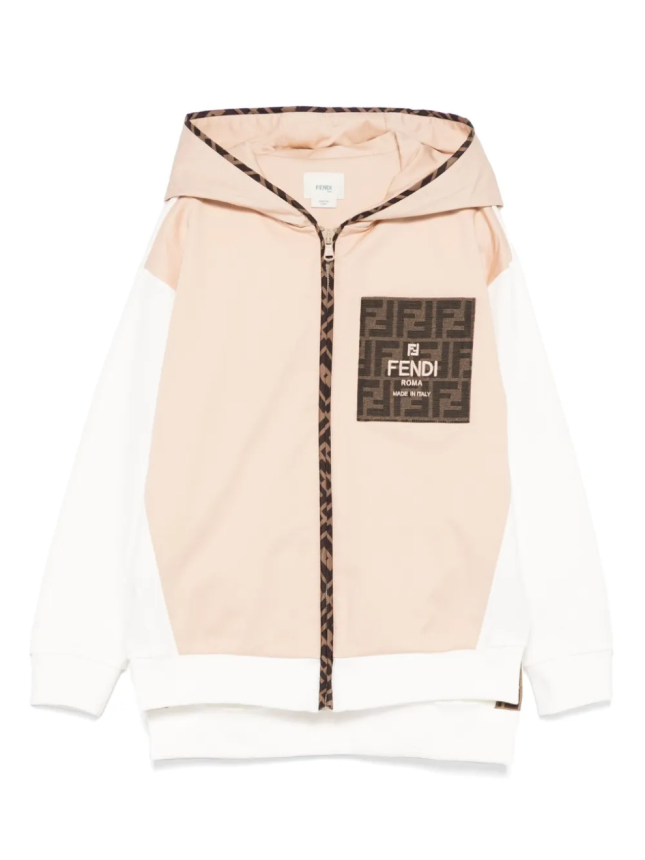 

Куртка с капюшоном и накладными карманами Fendi Kids, нейтральный