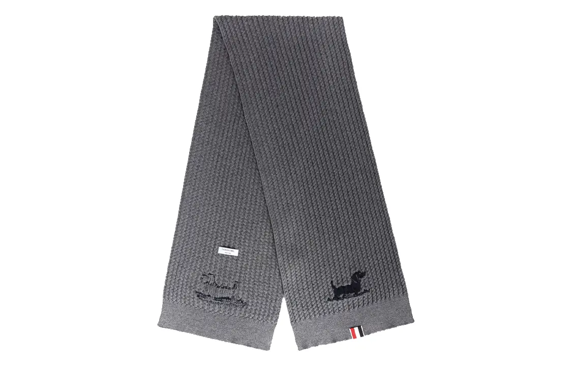 

Вязаный шарф мужской серый THOM BROWNE