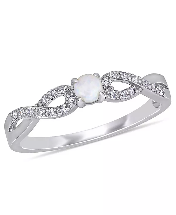 

Кольцо с опалом (1/10 карата tw) и бриллиантом (1/10 карата tw) из стерлингового серебра Macy'S, opal