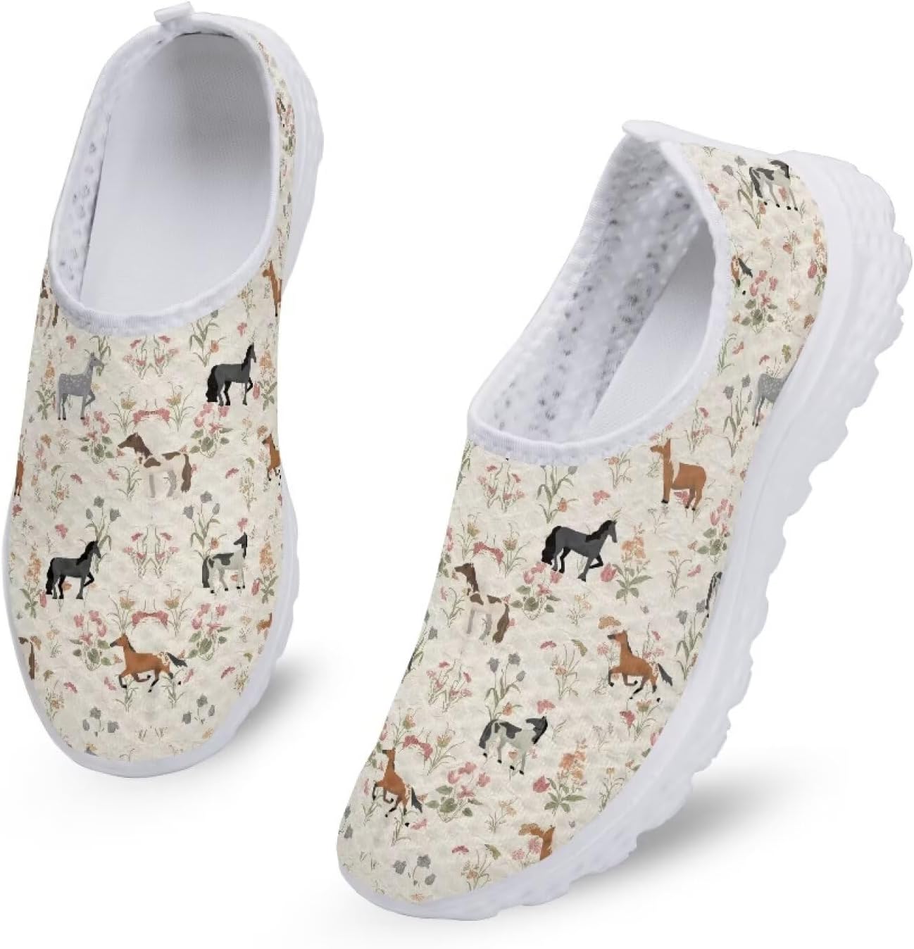 

Кроссовки Kuiaobaty Fashion легкие, дышащие, слипоны для ходьбы, спортивная повседневная обувь, лоферы для женщин и мужчин, Floral Horse