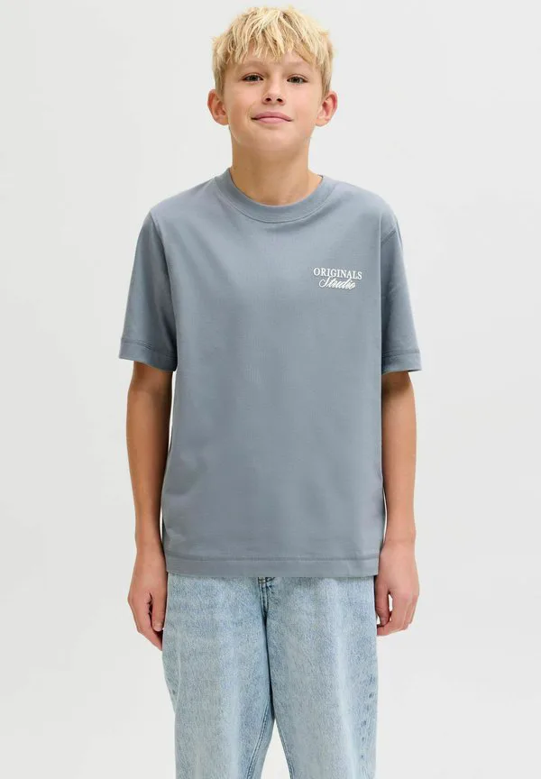 Футболка с принтом jornorrebro typo tee crew neck print tshirt Jack & Jones Junior, Tradewinds — фото 2