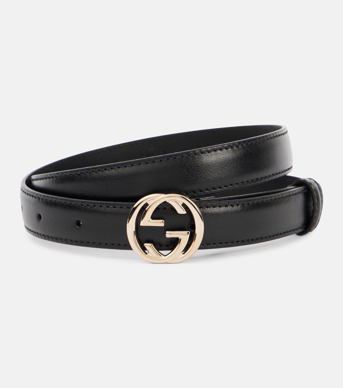 

Кожаный ремень Interlocking G Gucci, черный