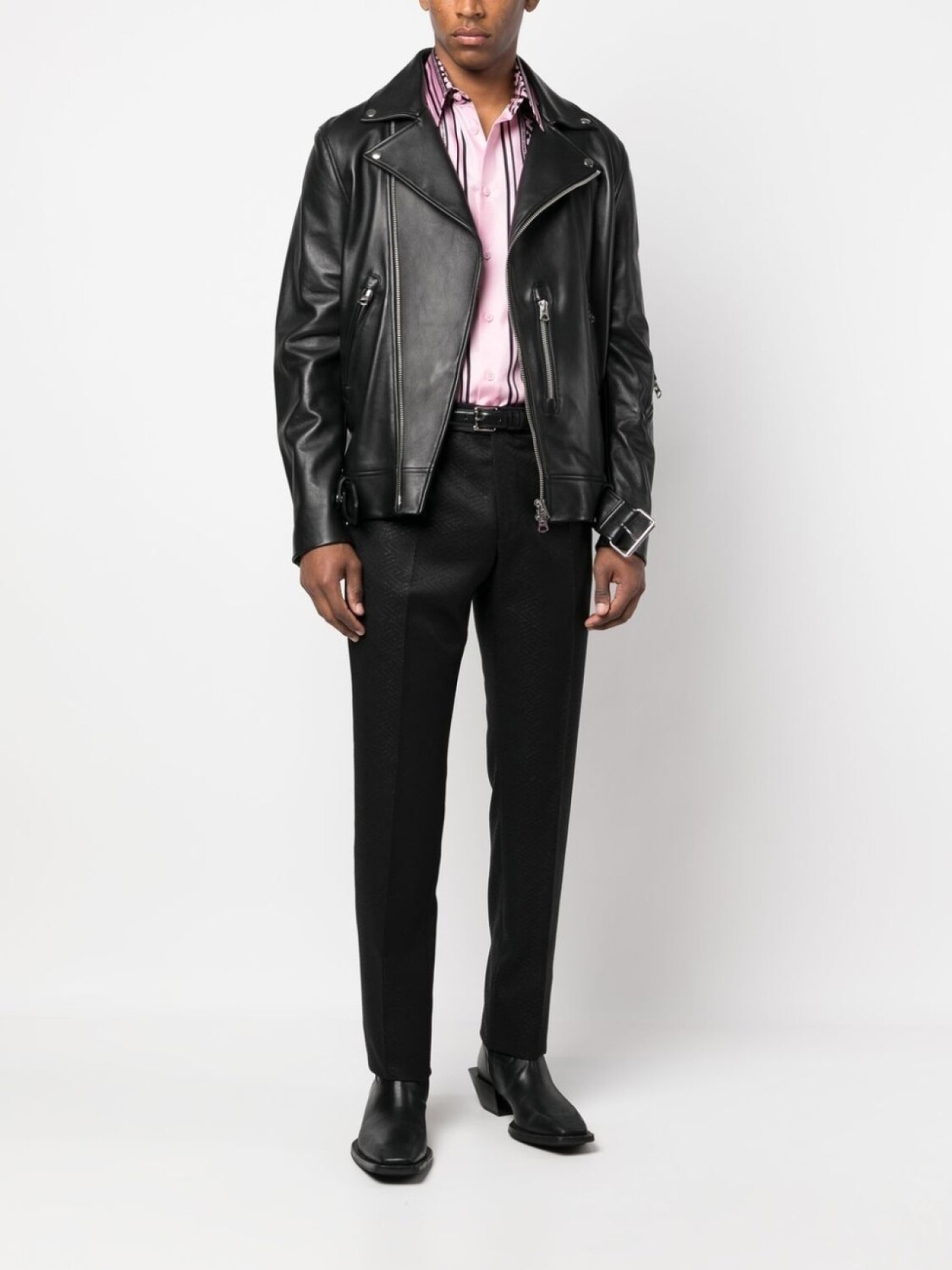 

Versace прямые брюки с узором La Greca, черный