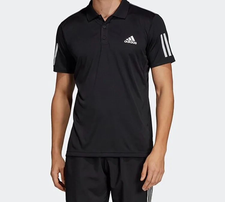 Adidas Футболка-поло мужская black с тремя полосками — фото 4
