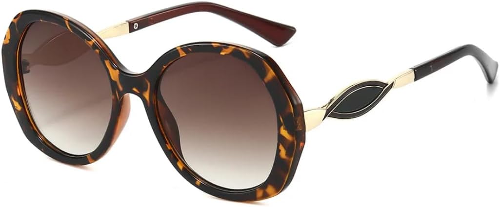 

Ретро-солнцезащитные очки овальной формы с градиентным переходом цвета для женщин, контрастная оправа, модные повседневные очки для мужчин с защитой от УФ-излучения UV400 SZVVBKK, Leopard Tea