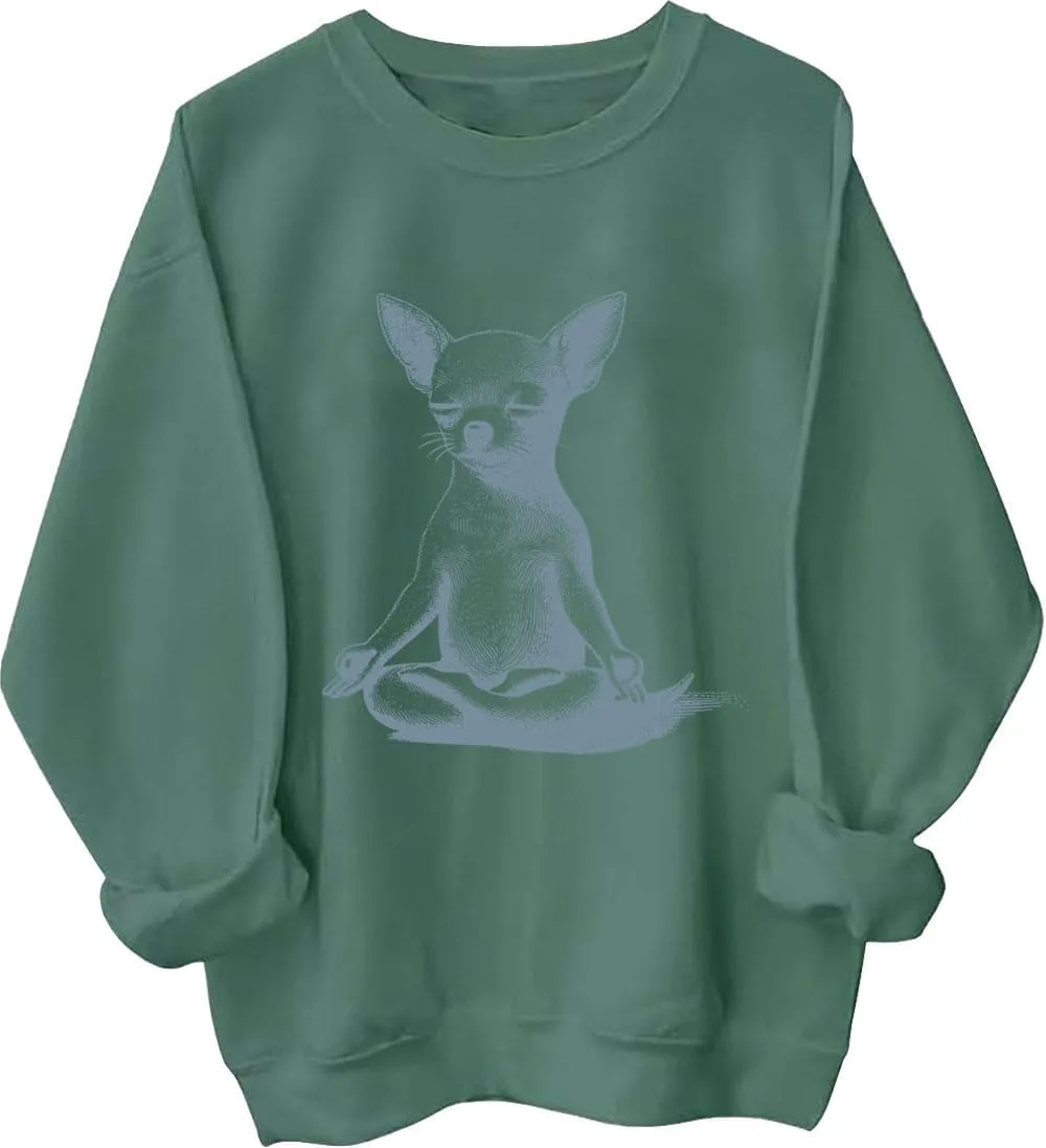 

Толстовка с чихуахуа для йоги и медитации, забавный худи с дзен-щенком LNDOCAI