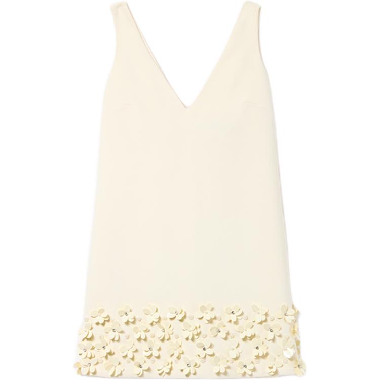 

Мини-платье из крепа с пайетками для автопортрета Self-portrait, слоновая кость