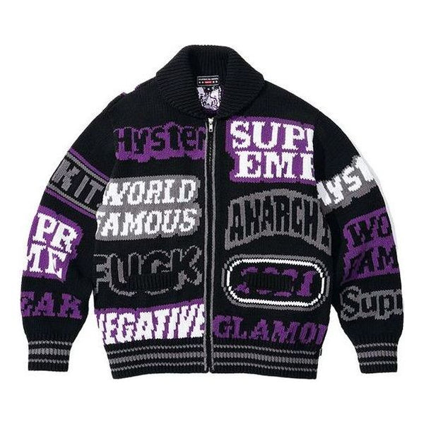 

Куртка x hysteric glamour logos zip up sweater 'black purple white' Supreme, черный