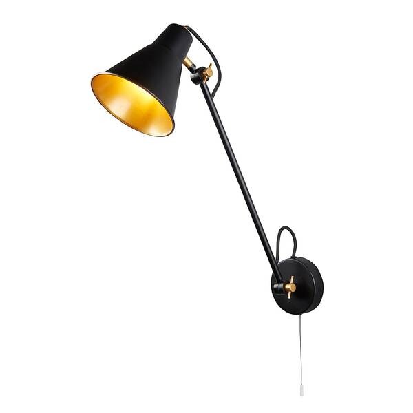 

Настенный светильник searchlight Swing Arm, черный/золотой