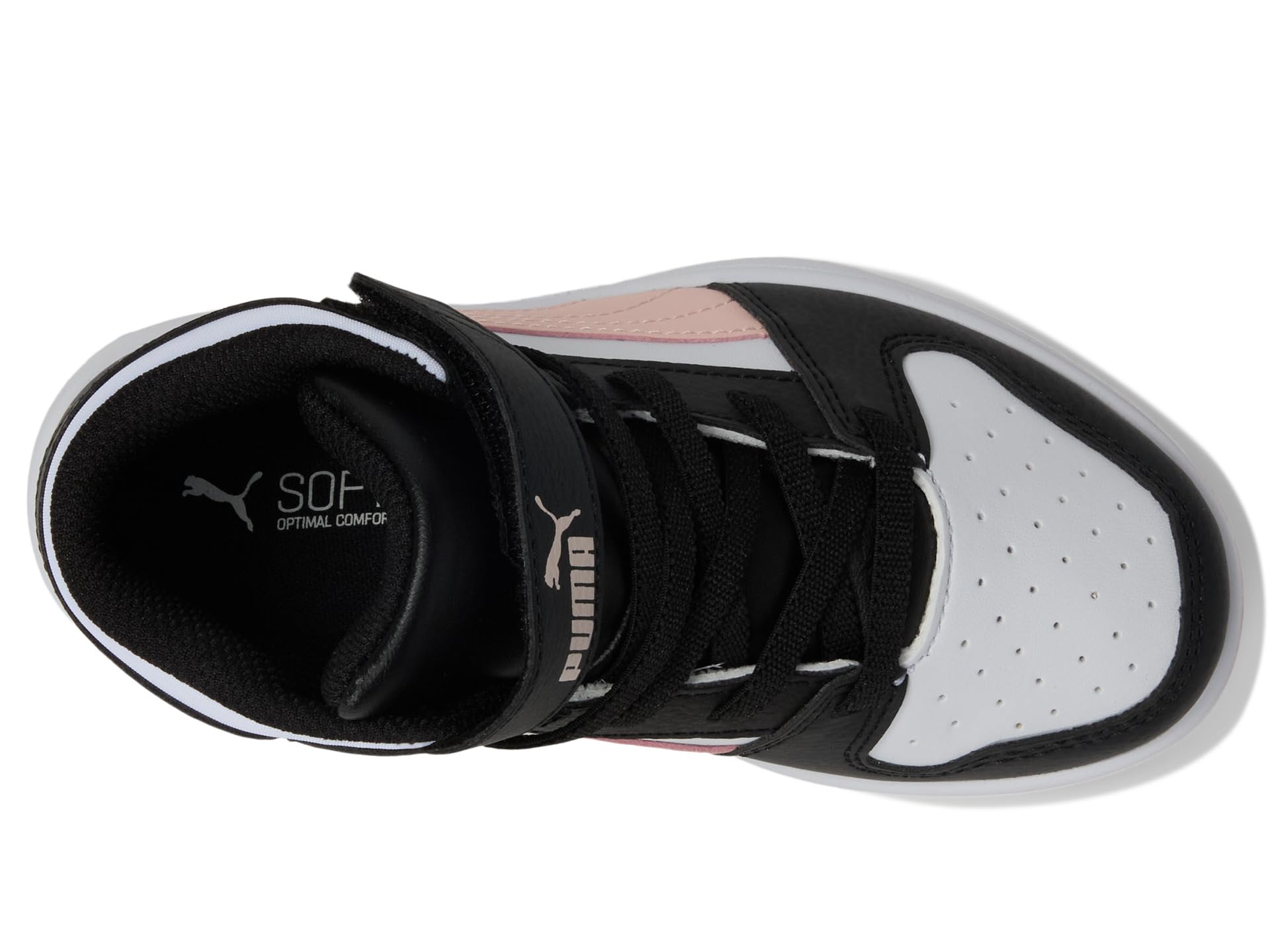 Кроссовки PUMA Kids Puma Kids Rebound Layup Synthetic Leather Hook And Loop Sneakers, Puma Black/Rose Dust — фото 2