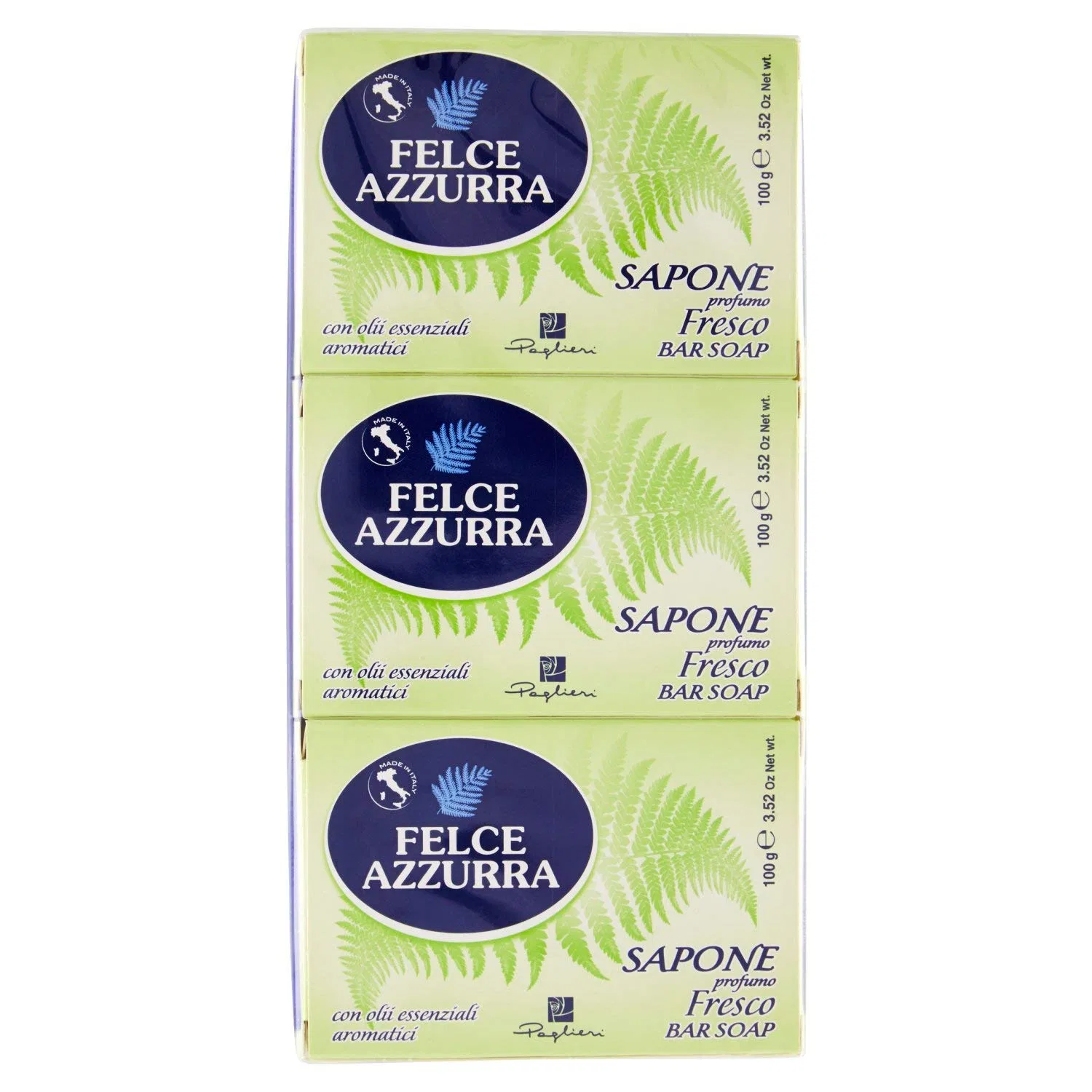 Мыло Felce Azzurra с освежающим ароматом, 3 x 100 г Felce Azzurra