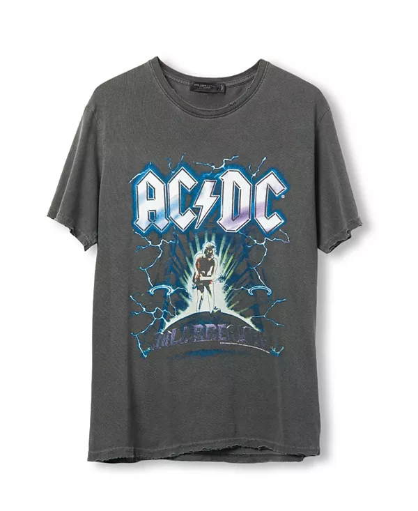 

Унисекс футболка в винтажном стиле AC/DC Ballbreaker Junk Food Clothing, серый
