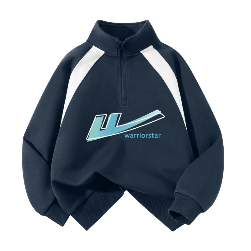 Детский свитшот с полуоткрытым воротником WARRIOR, Navy Blue/H Gradient Pattern