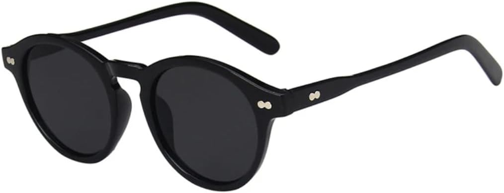 

Солнцезащитные очки для мужчин и женщин - защита UV400 - круглые линзы с заклепками, конфетный цвет "Океан", для занятий спортом на открытом воздухе и вождения DSVIGF, Black Gray