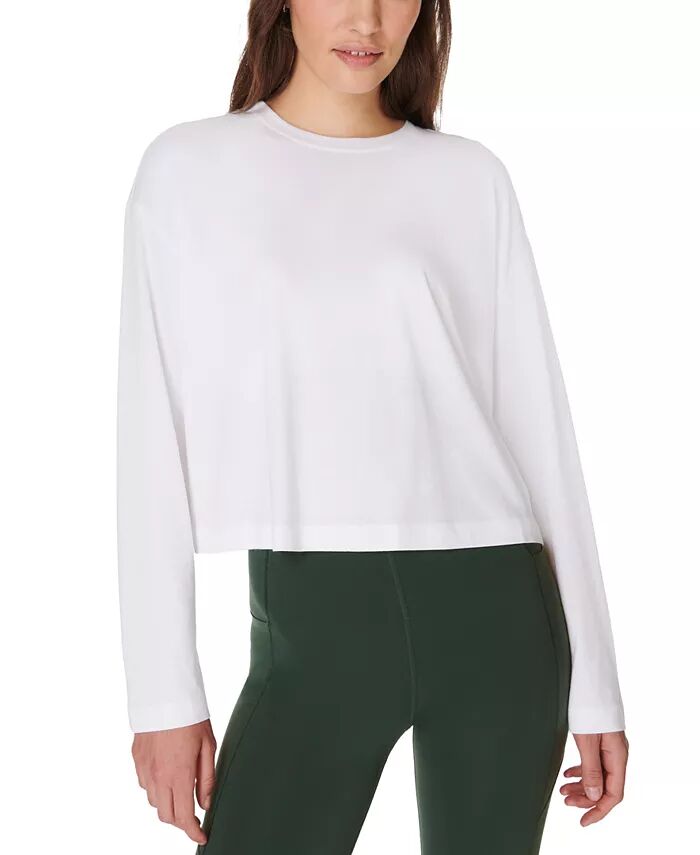 

Женская укороченная футболка Essential с длинным рукавом Sweaty Betty, белый