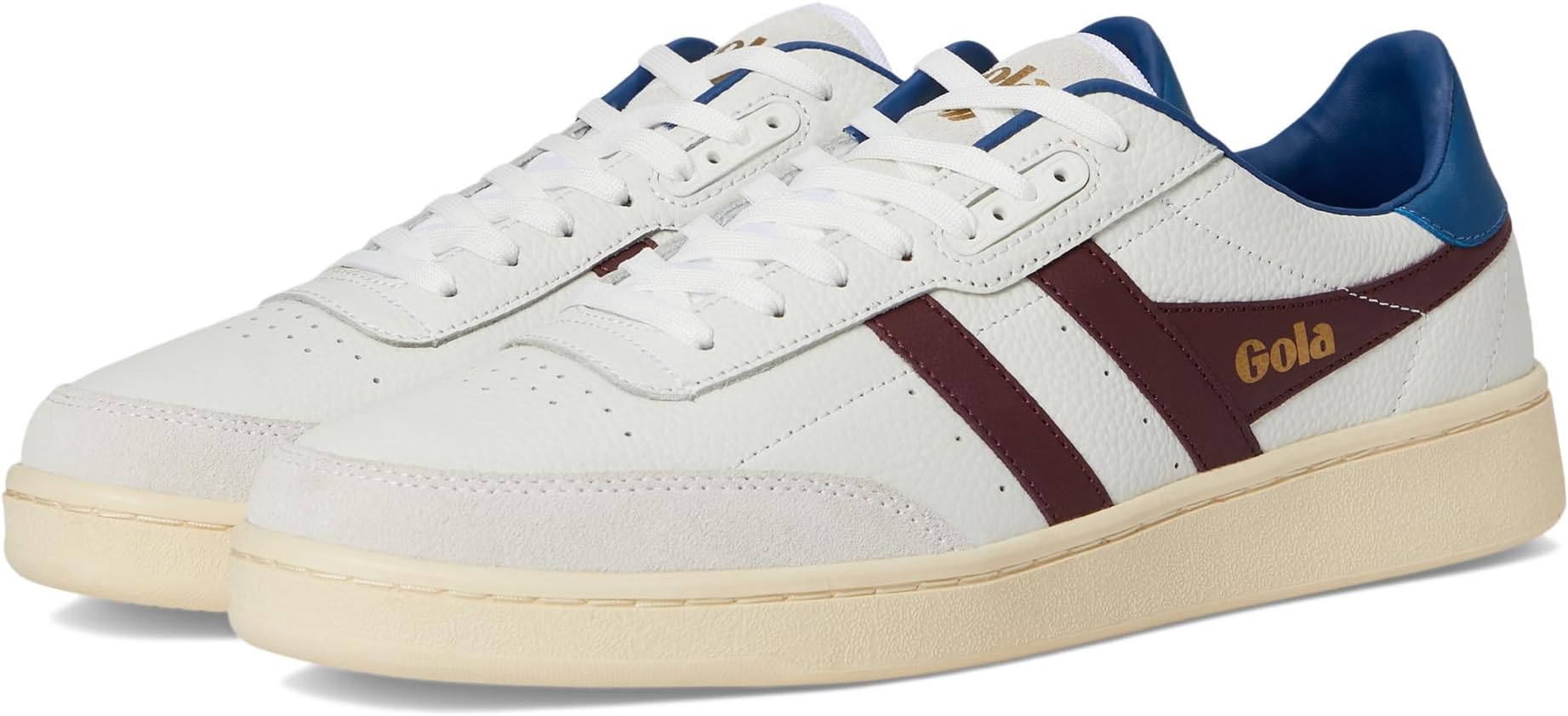 

Кроссовки Gola Contact Leather, цвет White/Burgundy/Marine Blue