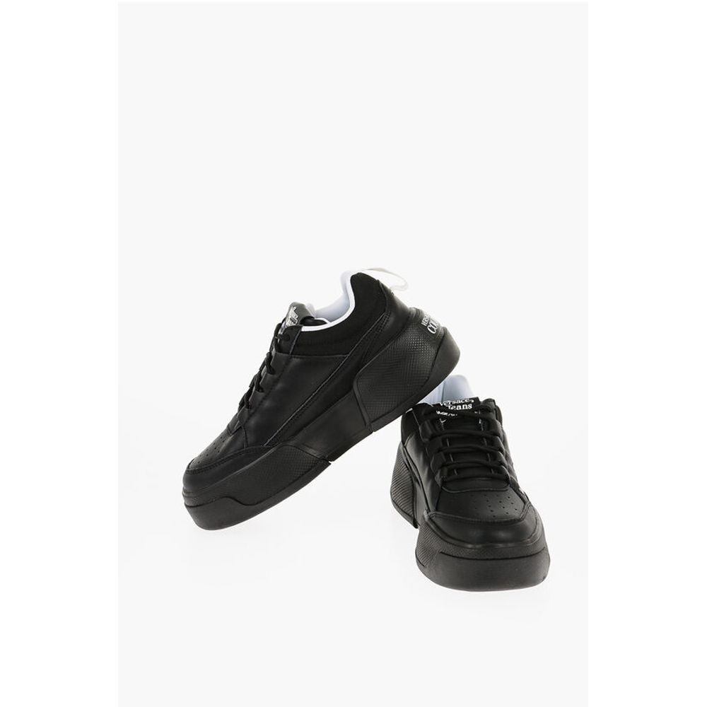 Кроссовки JEANS COUTURE из кожи и ткани RAVEWING Low Top Versace, Black