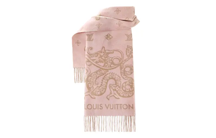 LOUIS VUITTON Драгоценный вязаный шарф женский розовый, Pink — фото 2