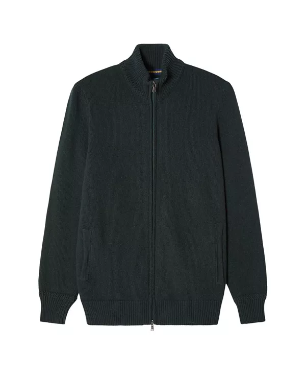 

Свитер Graham из кашемировой смеси с полной застежкой-молнией Robert Talbott, зеленый