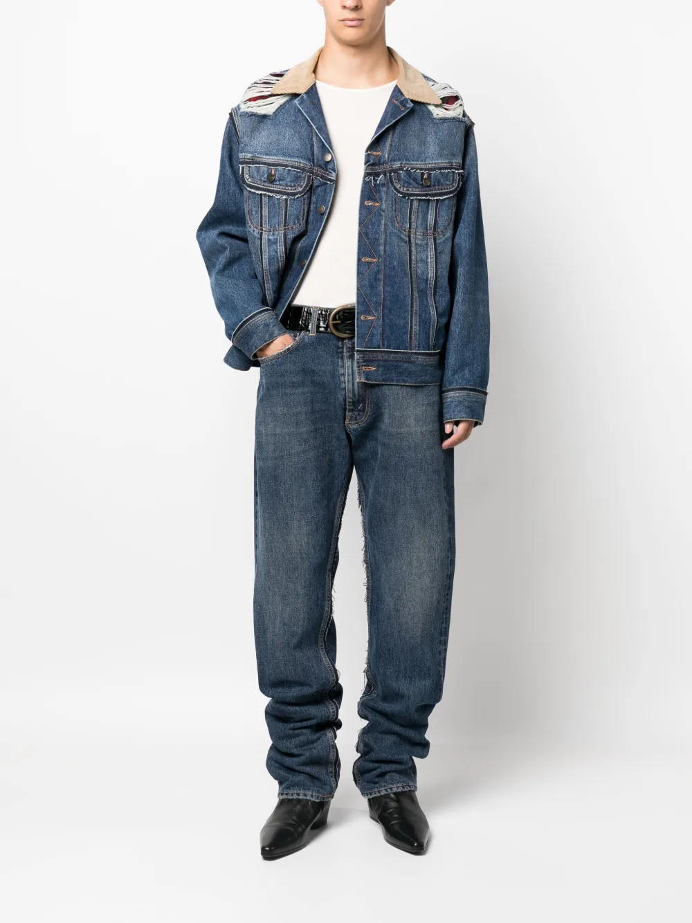 Зауженные джинсы из коллаборации с Pendleton MAISON MARGIELA, синий — фото 2