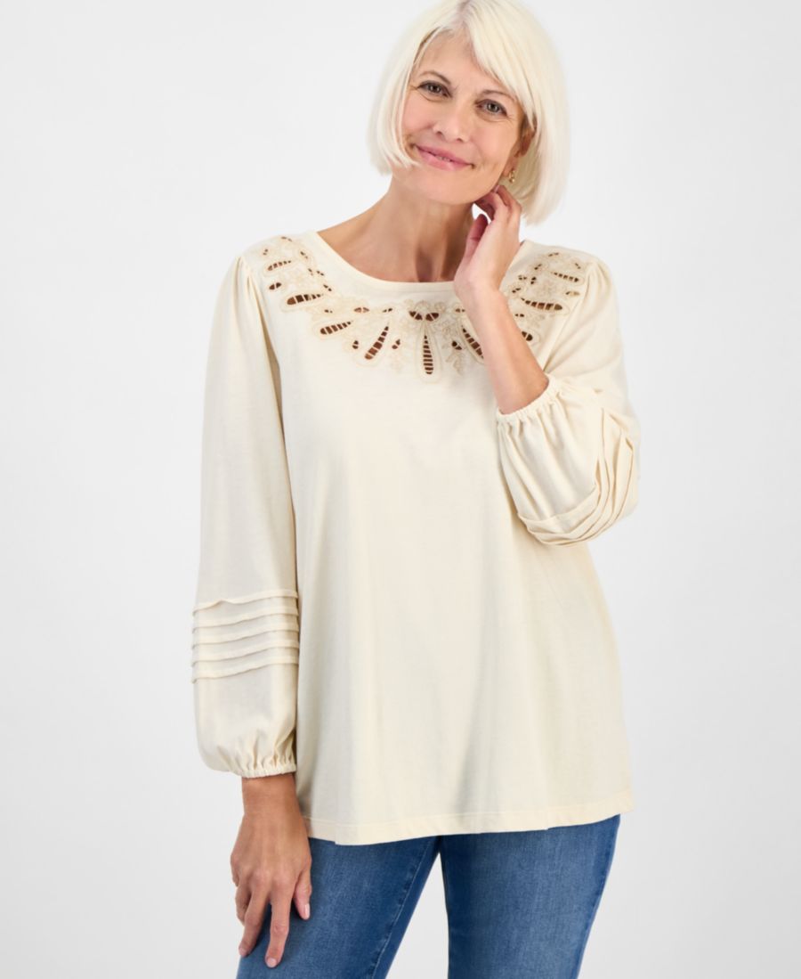 

Топ Petite Broderie Anglaise, эксклюзивно для Macy's Style & Co, Palomino