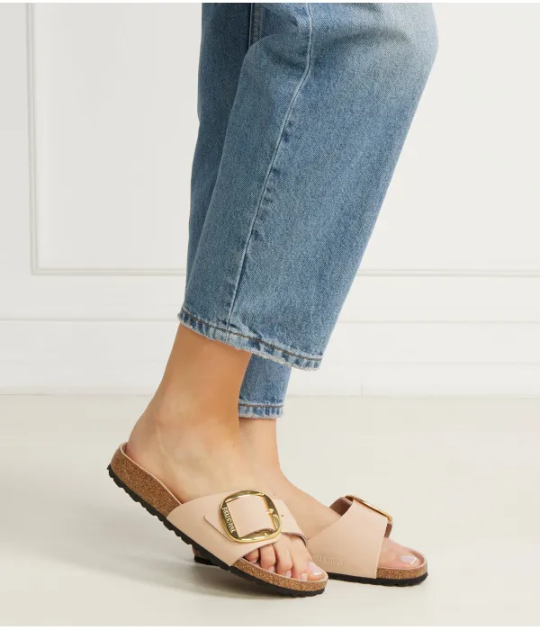 Тапочки кожаные Madrid bb Narrow fit Birkenstock, бежевый — фото 2