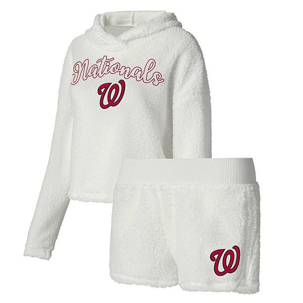 

Женский комплект для сна concepts sport cream washington nationals с пушистым худи и шортами Unbranded