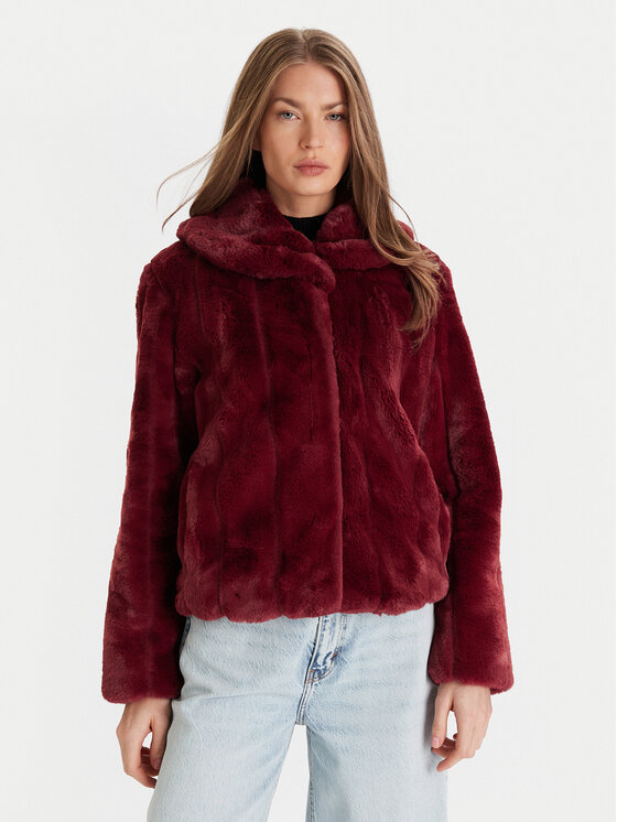 

Меховое пальто regular fit W0BL0N WDCH0 Guess, красный