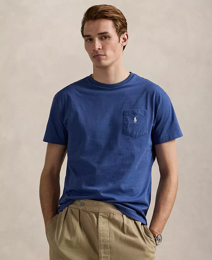 

Мужская классическая футболка с круглым вырезом и карманом Polo Ralph Lauren, синий